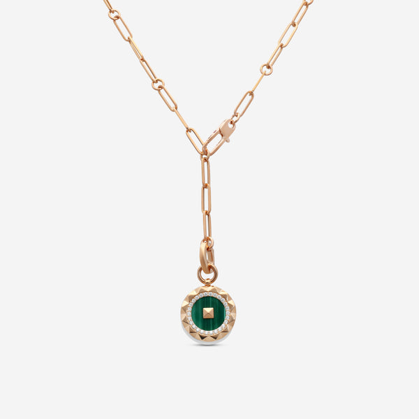 Roberto Coin Obelisco 18K Rose Gold Diamond & Malachite Pendant Necklace 8883122AX19XM