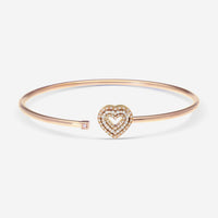 Damiani 18K Rose Gold Diamond Heart Bangle Bracelet 20083330
