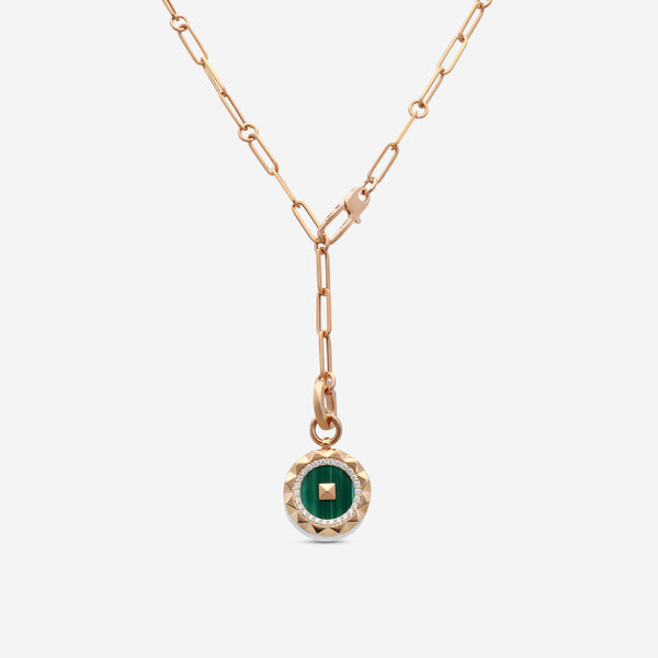 Roberto Coin Obelisco 18K Rose Gold Diamond & Malachite Pendant Necklace 8883122AX19XM - THE SOLIST