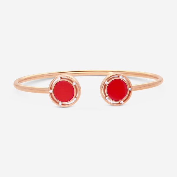 Damiani D. Side 18K Rose Gold Diamond & Red Stone Cuff Bracelet 20086731