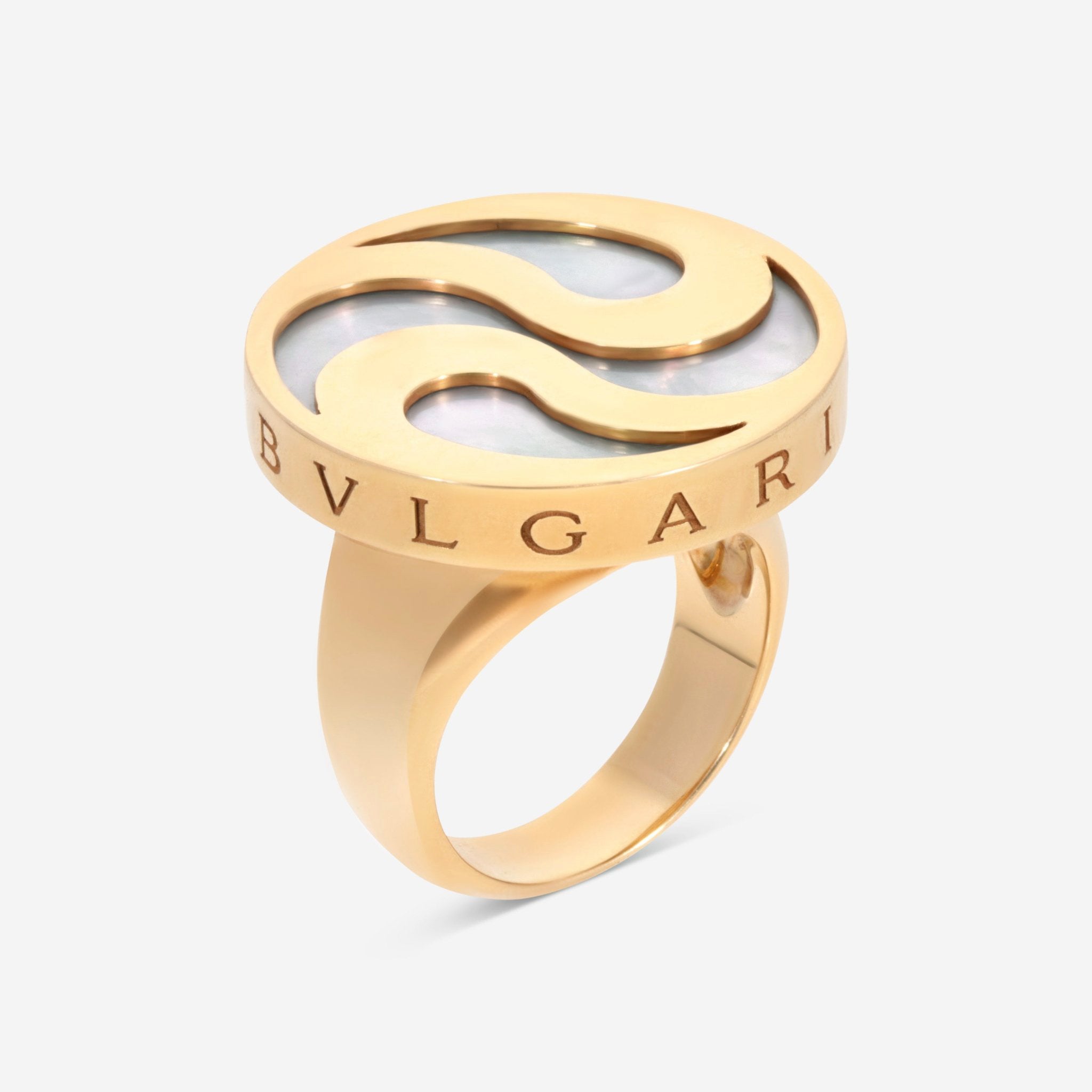 Bulgari B.Zero1 18K Yellow Gold Mother of Pearl Ring Sz. 6 355067