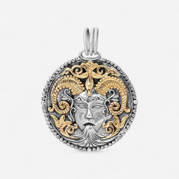 Konstantino Zodiac Capicorn Sterling Silver & 18K Yellow Gold Carved Pendant MEKJ632-130 - THE SOLIST
