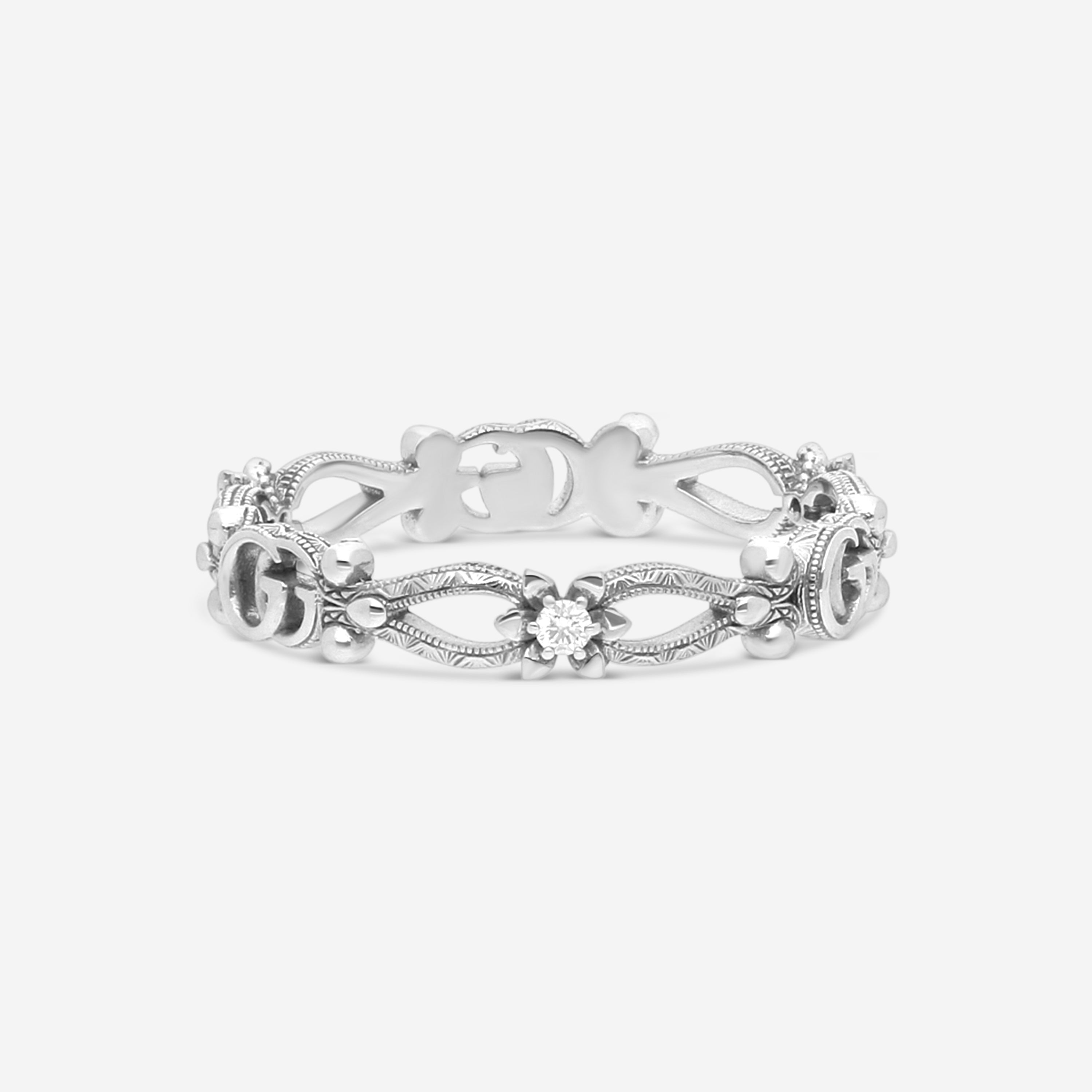 Flora 18K White Gold Diamond Band Ring YBC6298270020