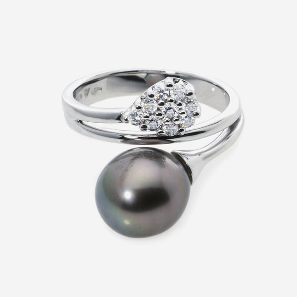 Damiani Le Perle 18K White Gold, Black Pearl 1.70ct. tw. and Diamond 0.27ct. tw. Cocktail Ring Sz. 7.5 20016940 - THE SOLIST