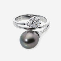 Damiani Le Perle 18K White Gold, Black Pearl 1.70ct. tw. and Diamond 0.27ct. tw. Cocktail Ring Sz. 7.5 20016940 - THE SOLIST