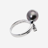 Damiani Le Perle 18K White Gold, Black Pearl 1.70ct. tw. and Diamond 0.27ct. tw. Cocktail Ring Sz. 7.5 20016940 - THE SOLIST