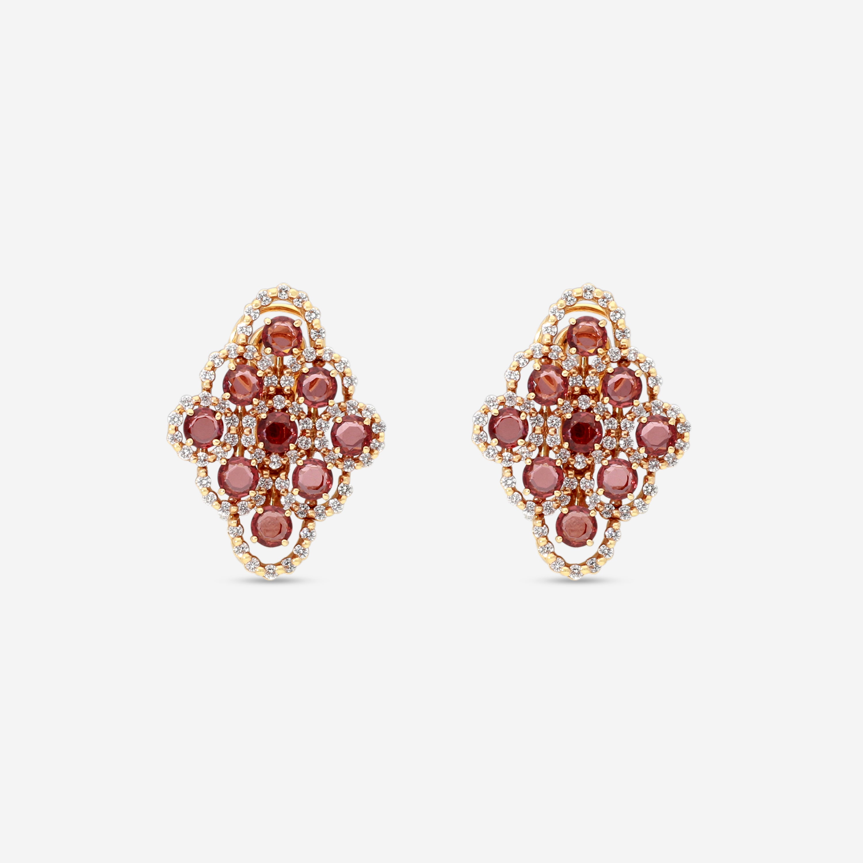 Damiani 18K Rose Gold Diamond & Granate Stud Earrings 20028325 - THE SOLIST