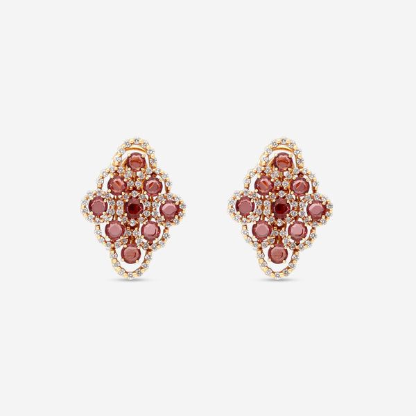 Damiani 18K Rose Gold Diamond & Granate Stud Earrings 20028325 - THE SOLIST