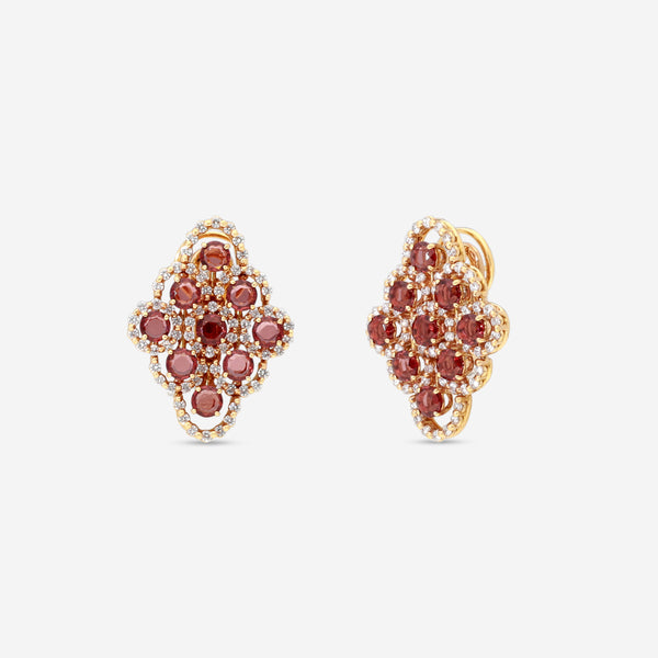 Damiani 18K Rose Gold Diamond & Granate Stud Earrings 20028325 - THE SOLIST