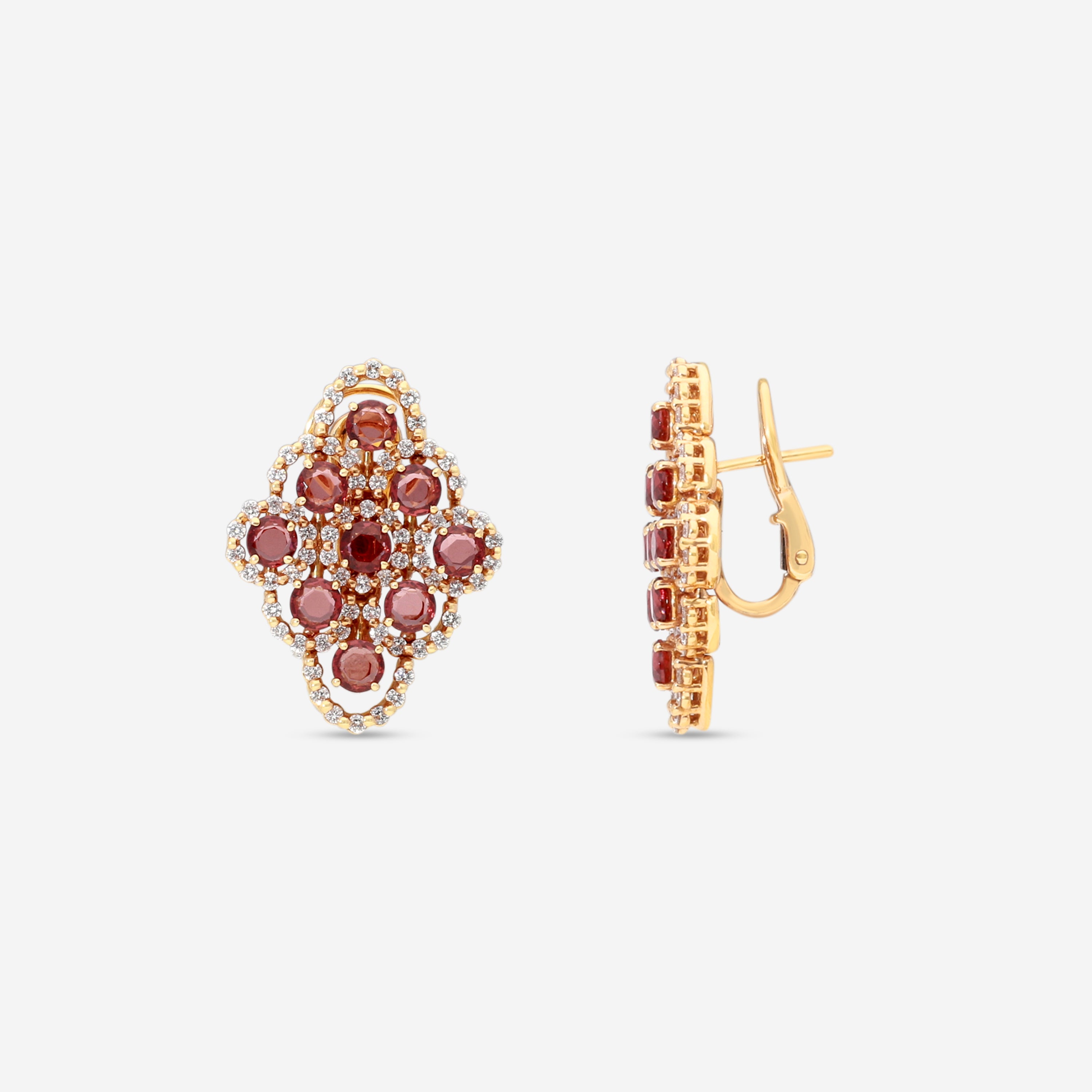 Damiani 18K Rose Gold Diamond & Granate Stud Earrings 20028325 - THE SOLIST