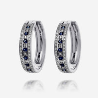 Damiani 18K White Gold, Diamond and Sapphire Huggie Earrings - THE SOLIST