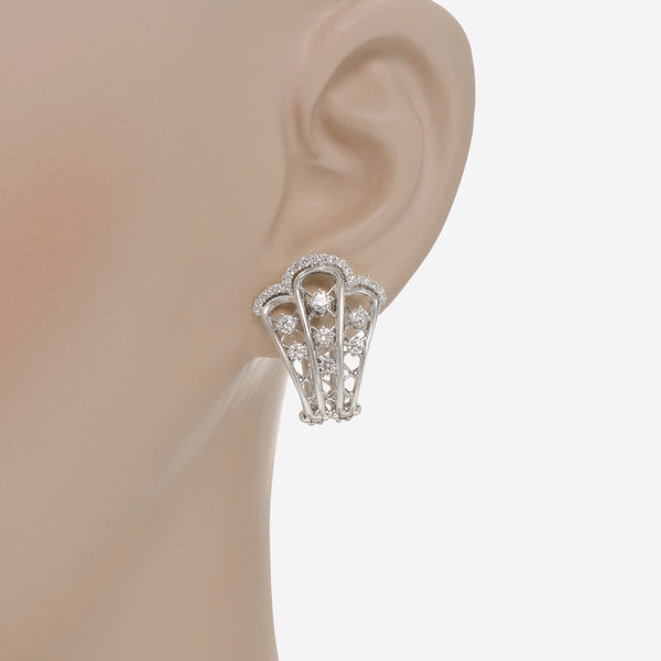 Damiani Burlesque 18K White Gold Diamond 1.10ct. tw. French Clip Earrings 20049151