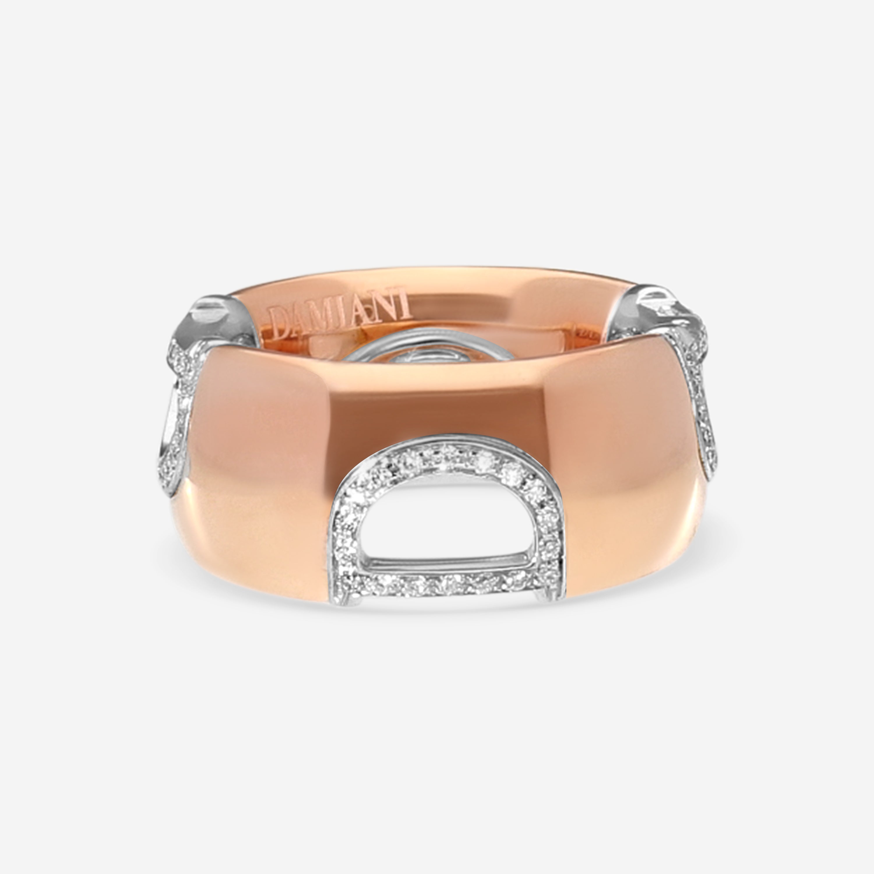 Damiani D. Icon 18K Rose & White Gold Diamond Band Ring Sz. 5.25 20049328
