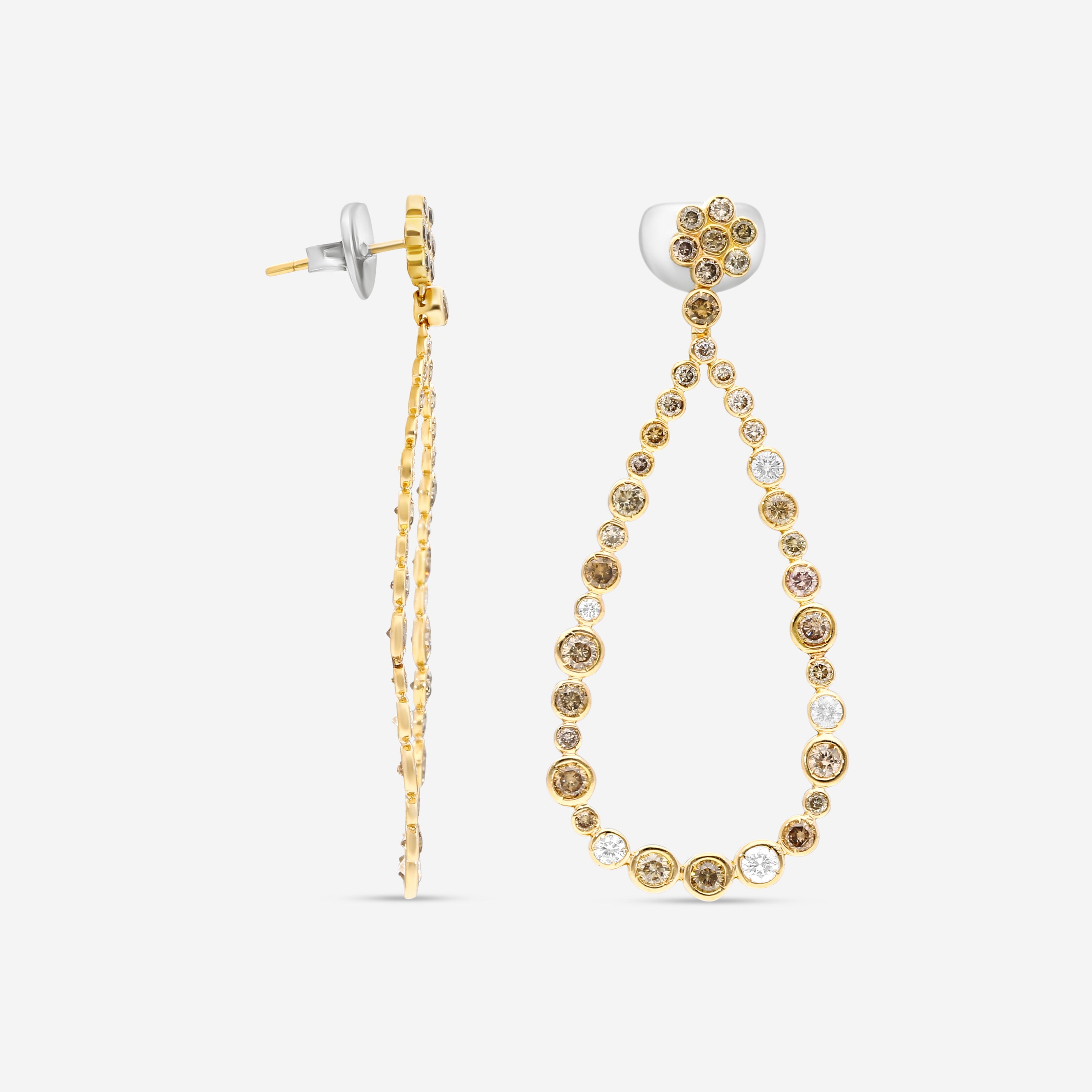 Casato 18K Yellow Gold, Brown and White Diamond Drop Earrings 323554