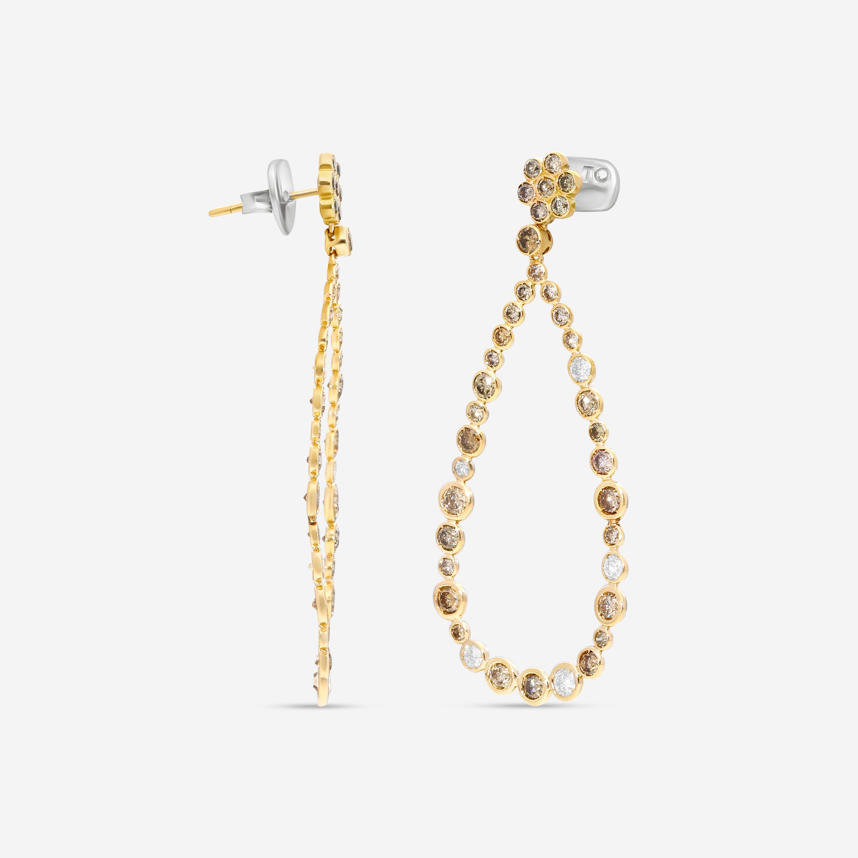 Casato 18K Yellow Gold, Brown and White Diamond Drop Earrings 323554