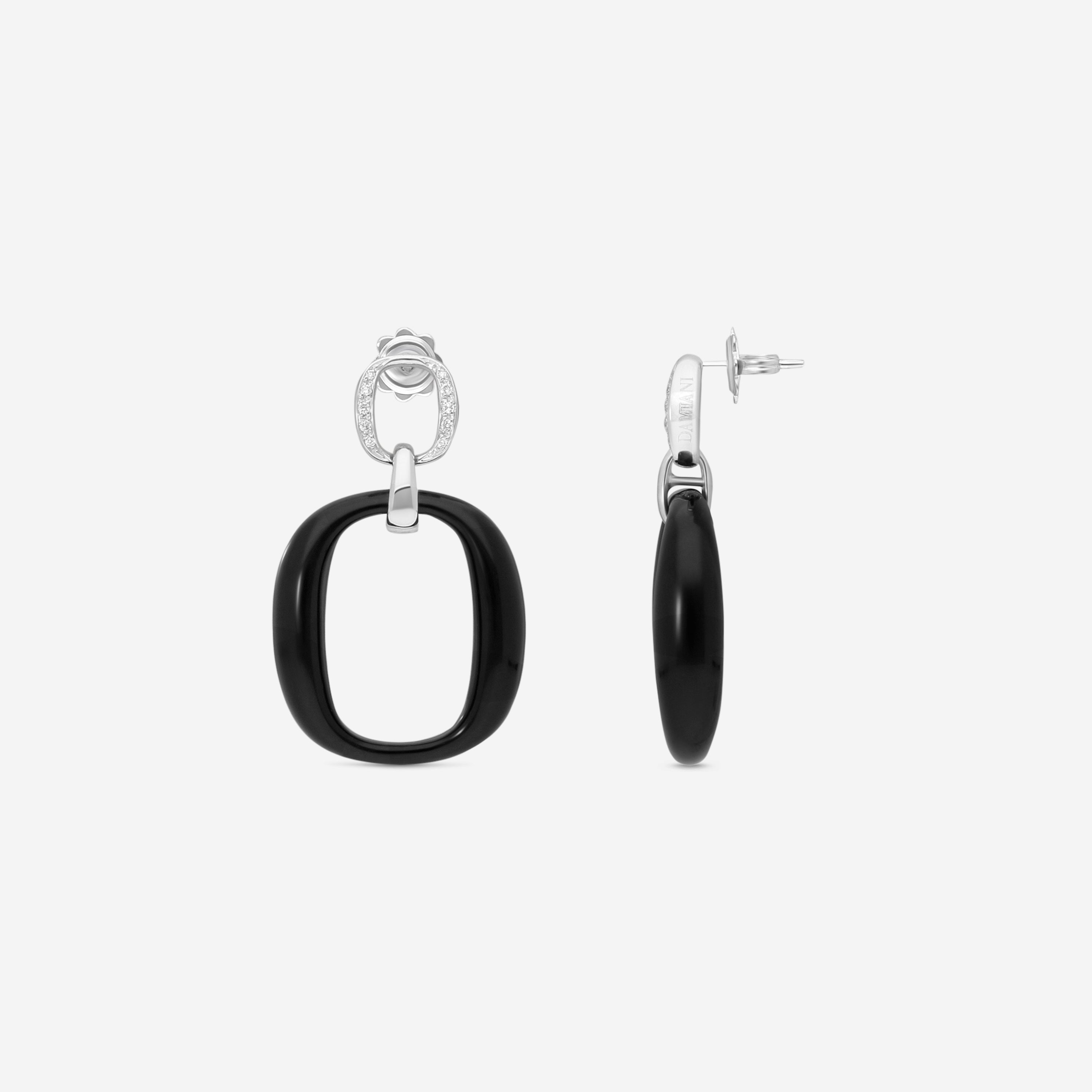 Damiani 18K Whıte Gold, Onyx and Diamond Drop Earrings 20054706 - THE SOLIST