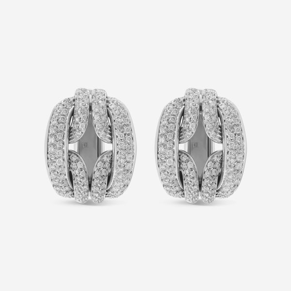Damiani D Lace 18K White Gold, Diamond 1.17ct. tw. Huggie Earrings 20057232