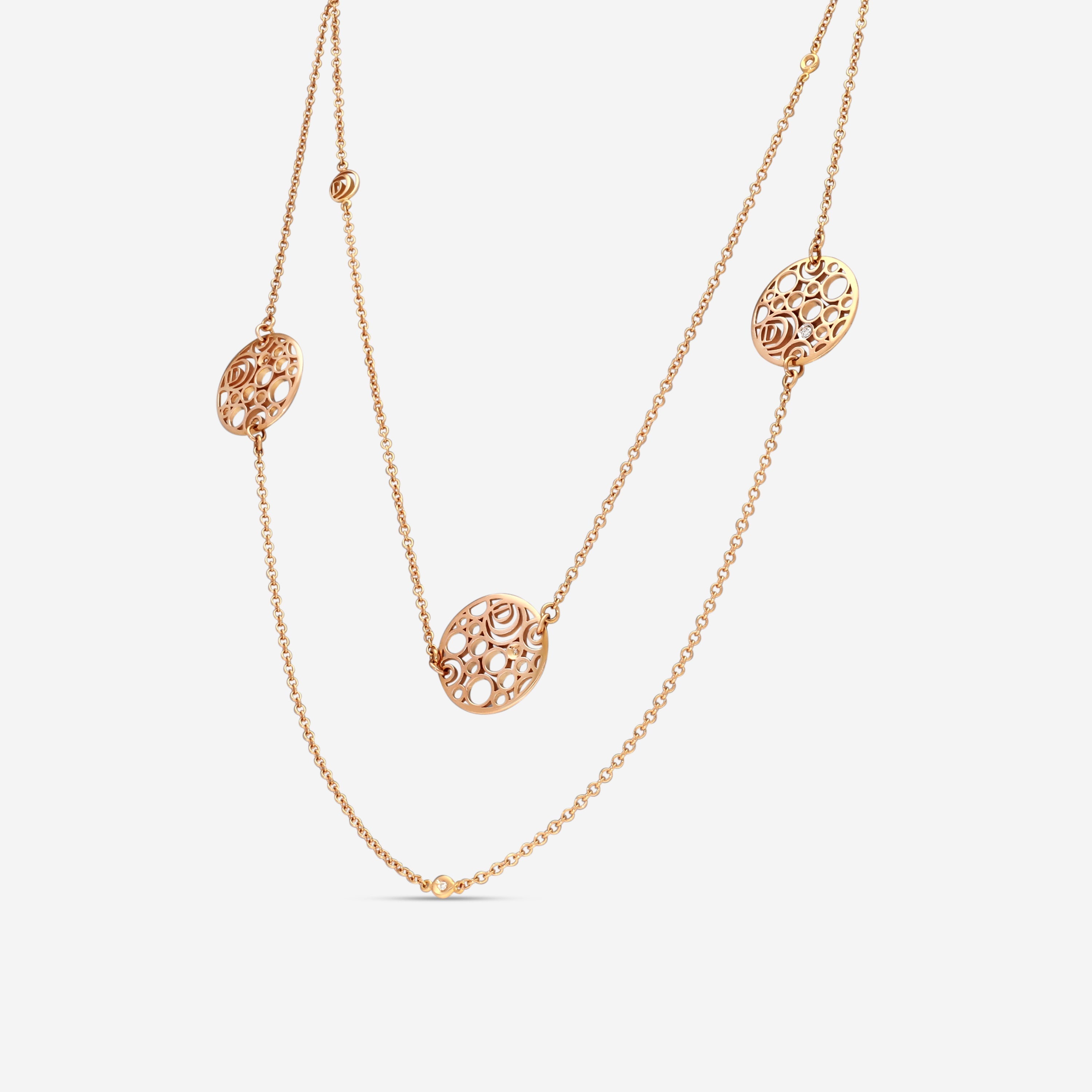 Damiani Damianissima 18K Rose Gold Diamond Station Necklace 20058630