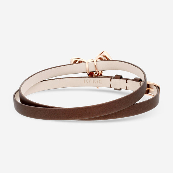 Damiani 18K Rose Gold & Satin Leather Diamond Bow Cord Bracelet 20068543