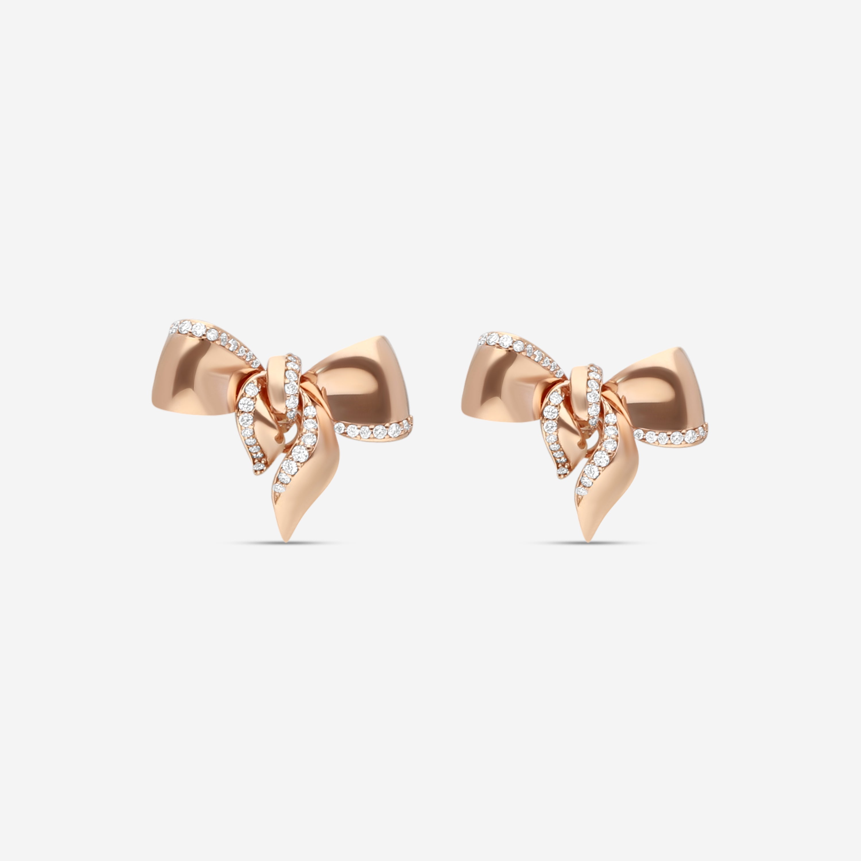 Damiani 18K Rose Gold Diamond Bow Stud Earrings 20068546