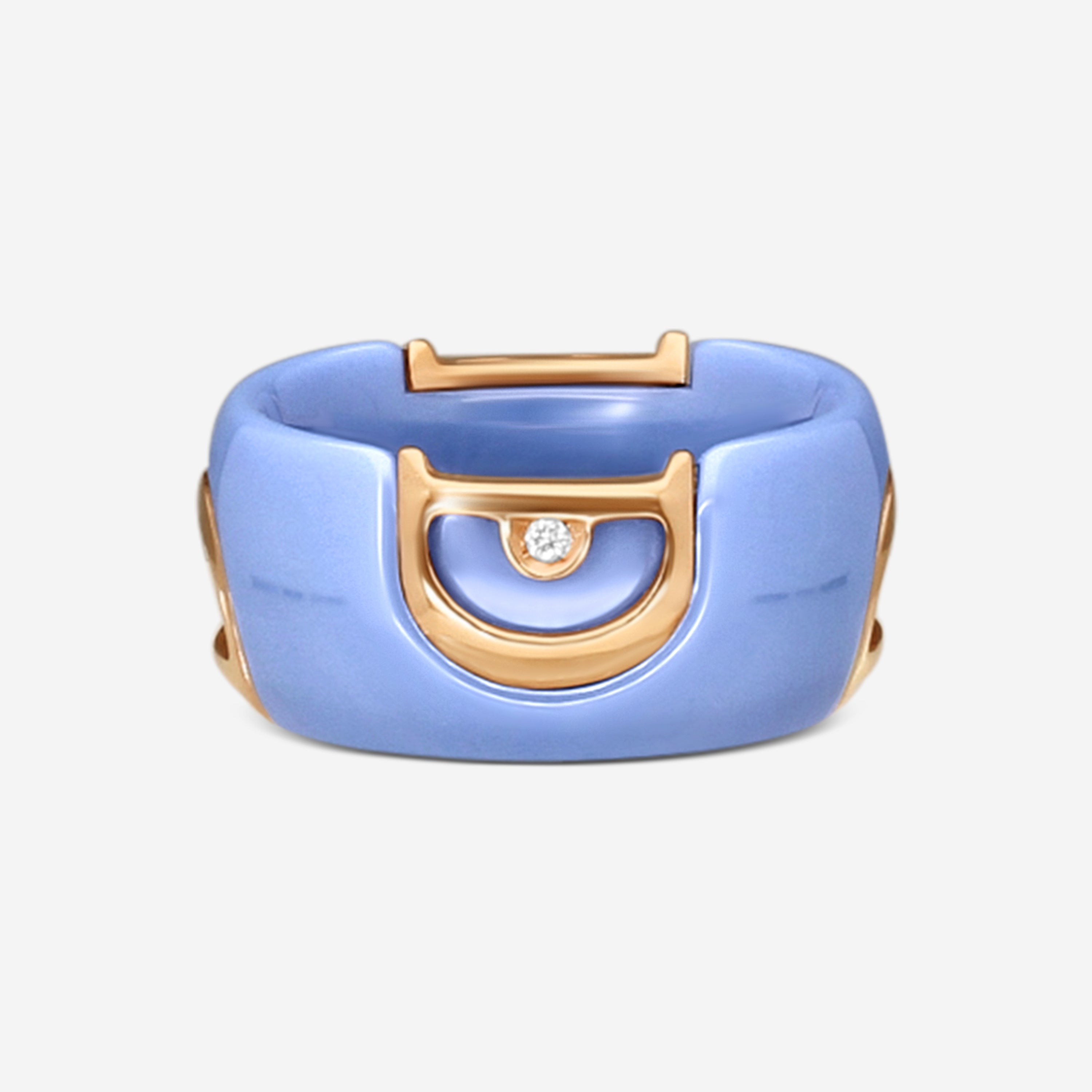 Damiani 18K Rose Gold & Ceramic Diamond Band Ring Sz. 6.25 20082244