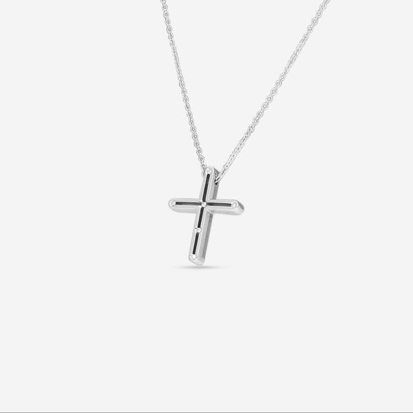 Damiani 18K Whıte Gold Diamond Cross Pendant Necklace 20076841