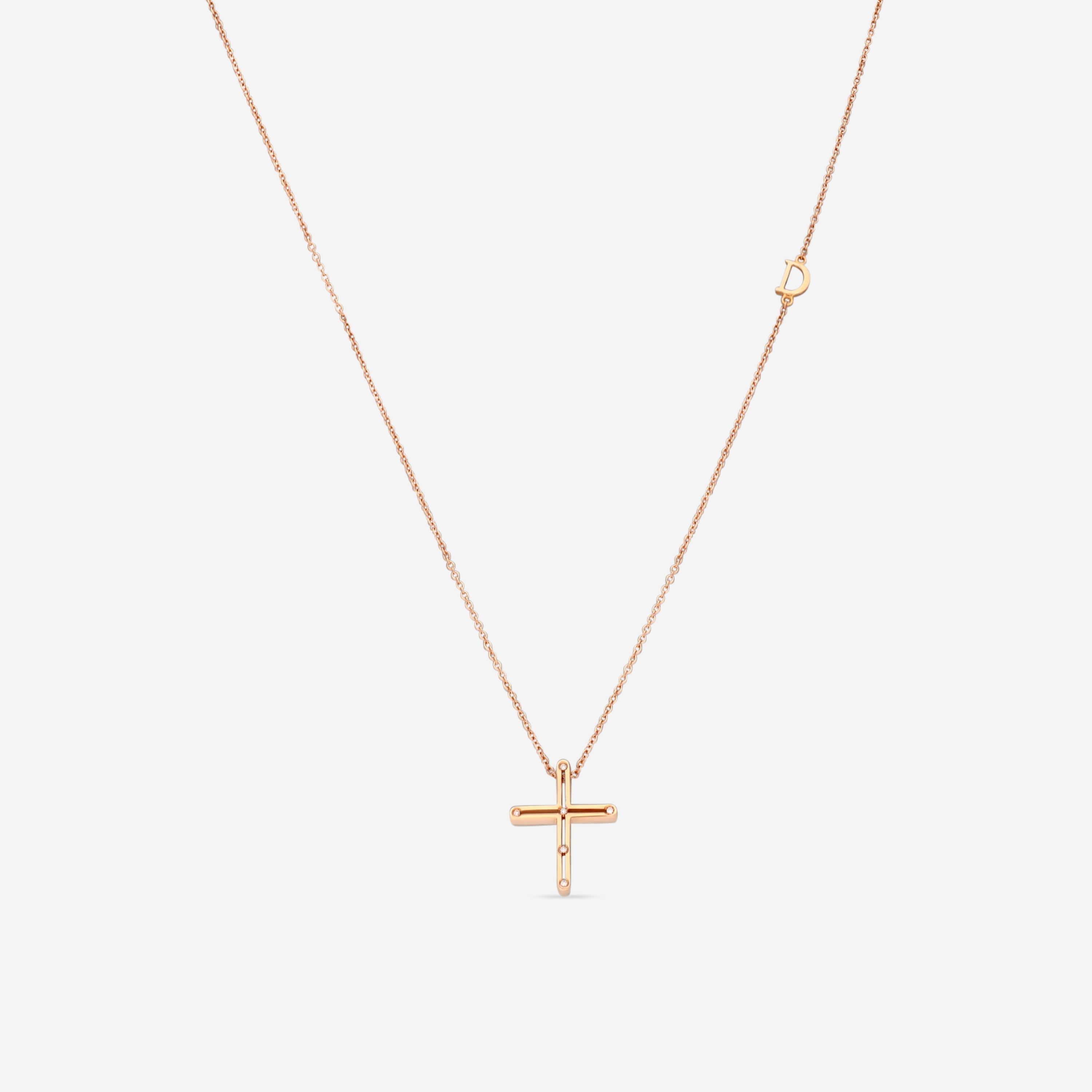 Damiani 18K Rose Gold Diamond Cross Pendant Necklace 20076844