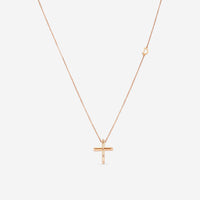 Damiani 18K Rose Gold Diamond Cross Pendant Necklace 20076844