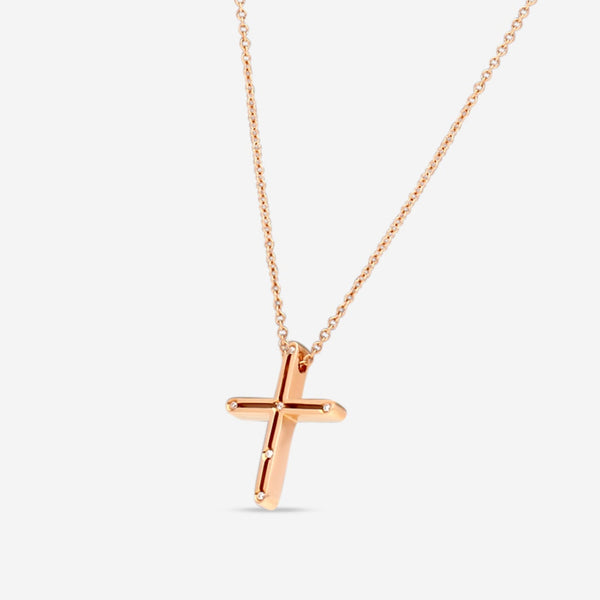 Damiani 18K Rose Gold Diamond Cross Pendant Necklace 20076844