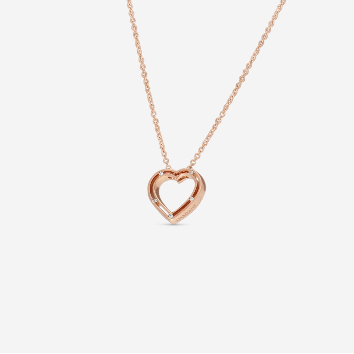 Damiani 18K Rose Gold Diamond Heart Pendant Necklace 20076846