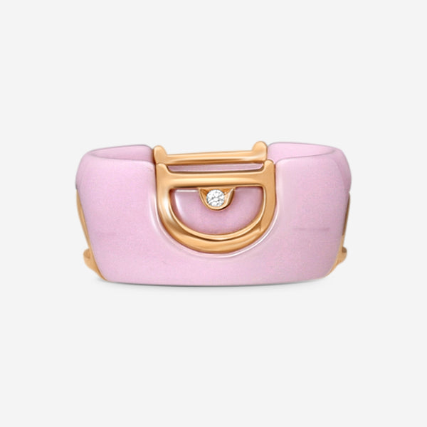 Damiani 18K Rose Gold & Pink Ceramic Diamond Band Ring Sz. 6.25 20077110 - THE SOLIST