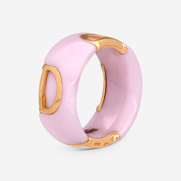 Damiani 18K Rose Gold & Pink Ceramic Diamond Band Ring Sz. 6.25 20077110 - THE SOLIST