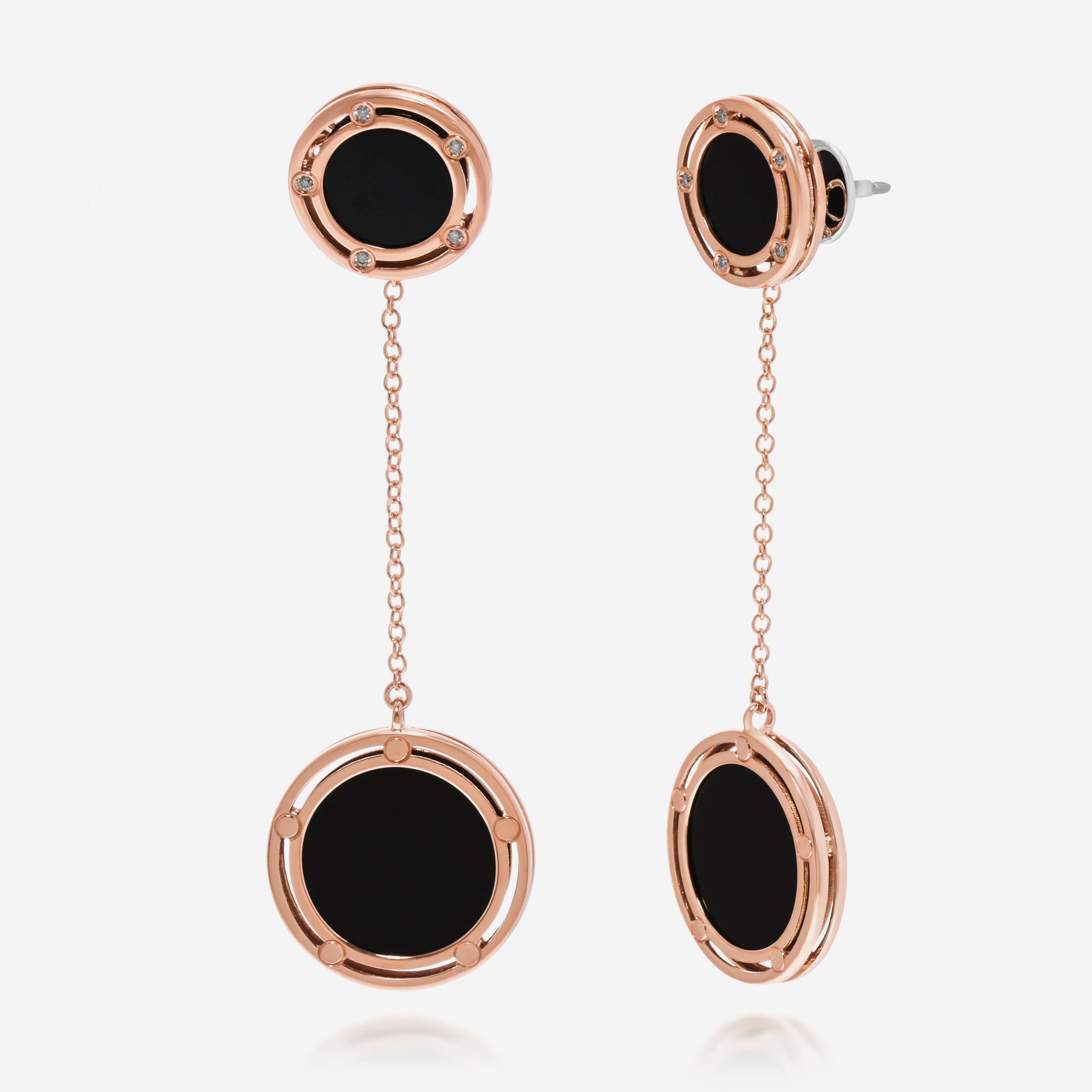 Damiani D.Side 18K Rose Gold Diamond and Onyx Drop Earrings 20080106 - THE SOLIST