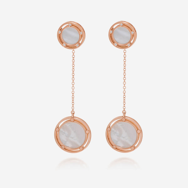 Damiani D.Side 18K Rose Gold Diamond and Mother of Pearl Drop Earrings 20080280