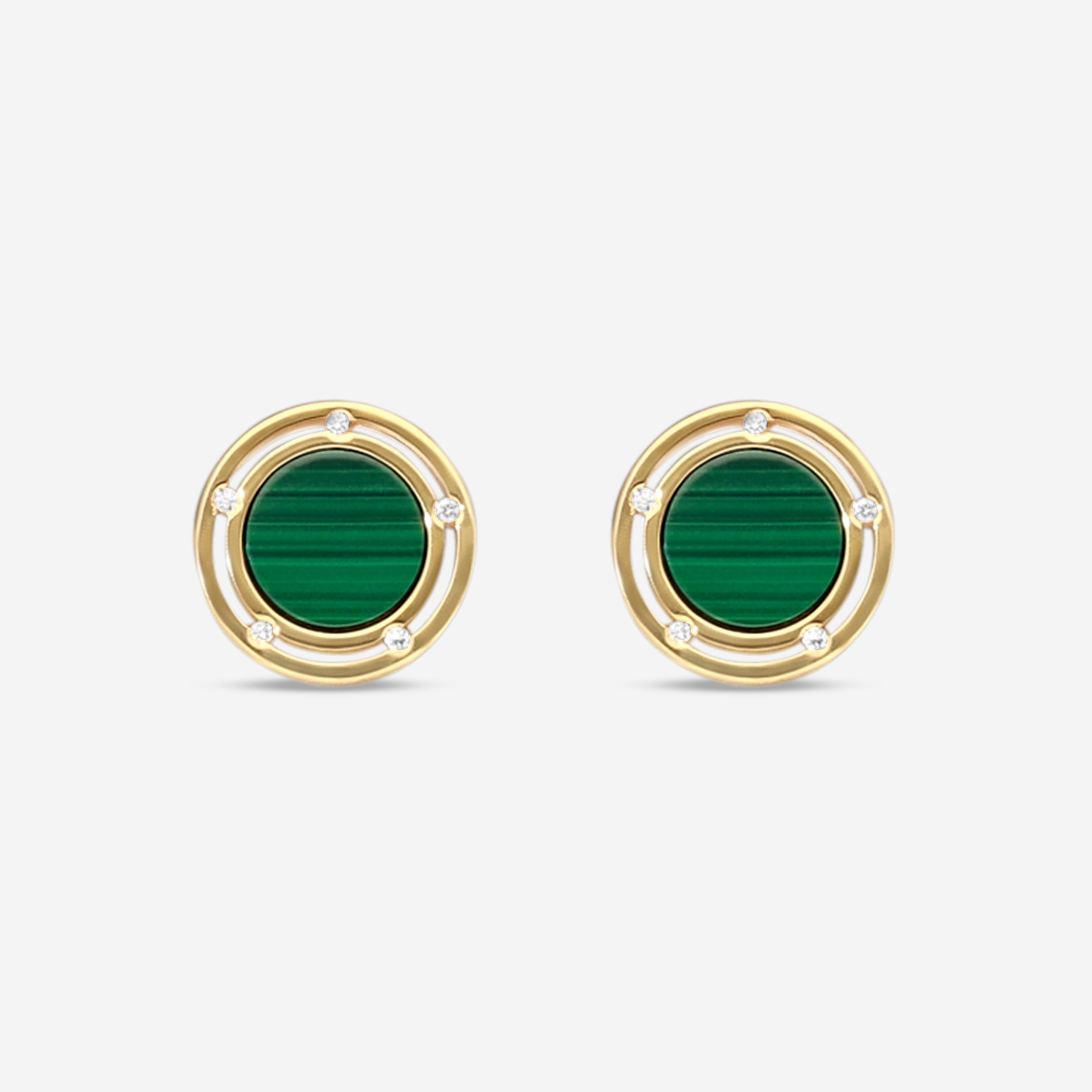 Damiani 18K Yellow Gold Diamond & Malachite Stud Earrings