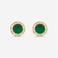 Damiani 18K Yellow Gold Diamond & Malachite Stud Earrings