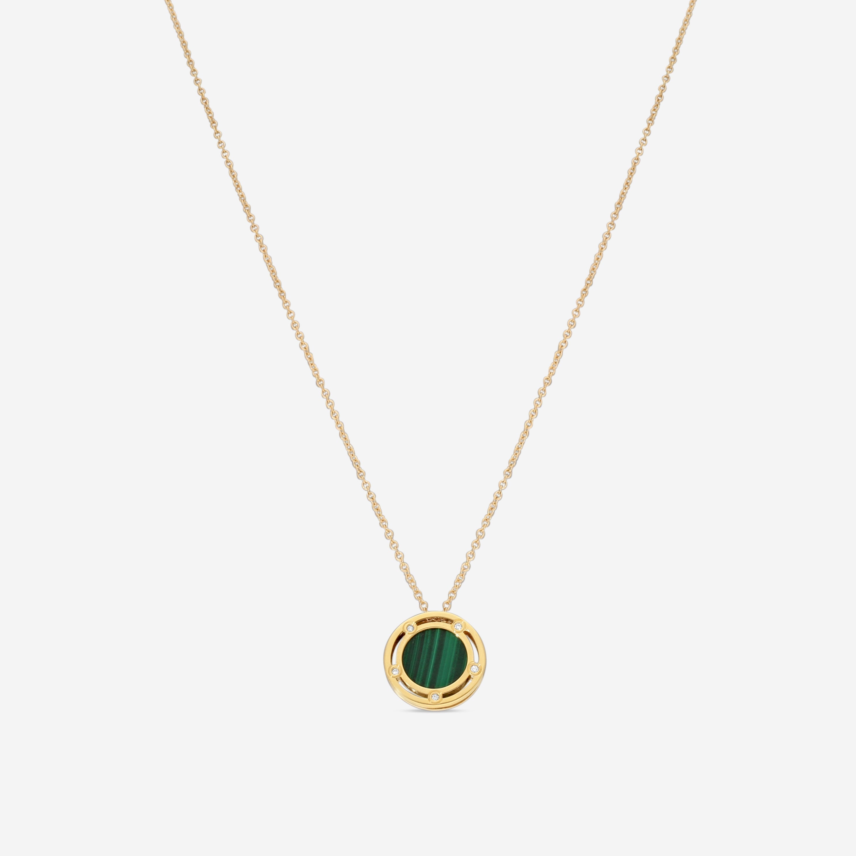 Damiani 18K Yellow Gold Diamond & Malachite Pendant Necklace 20082542