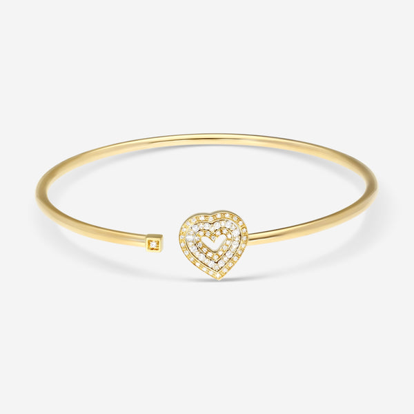 Damiani 18K Yellow Gold Diamond Heart Bangle Bracelet 20083332