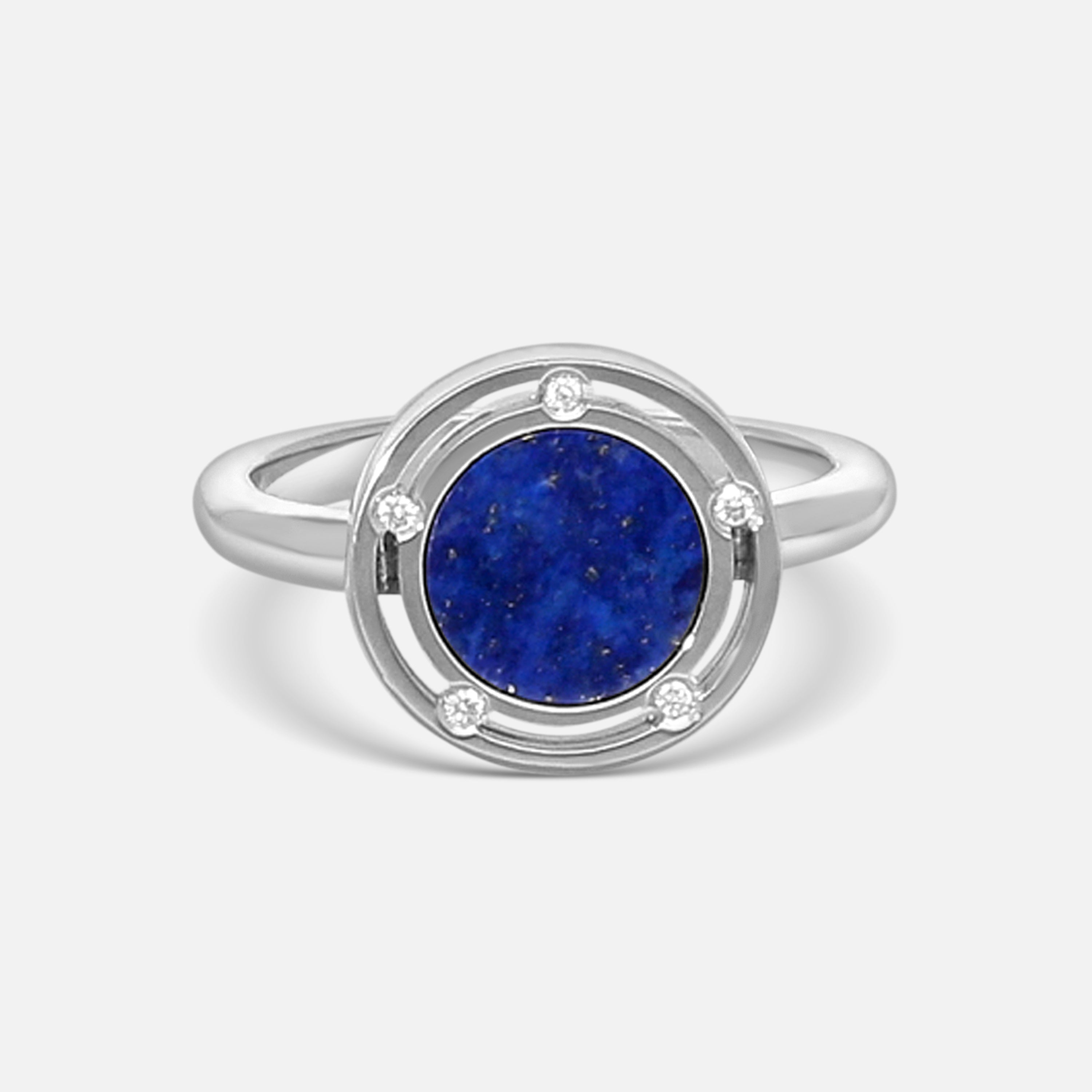 Damiani 18K Whıte Gold Diamond & Lapis Statement Band Ring Sz. 6.25 20084413