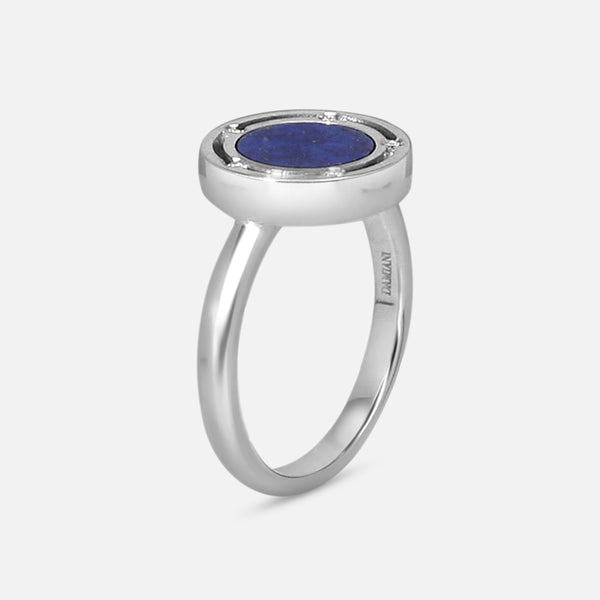 Damiani 18K Whıte Gold Diamond & Lapis Statement Band Ring Sz. 6.25 20084413