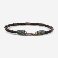 Armenta Romero Green Patina Brass & Black Leather Bracelet 19025 - THE SOLIST