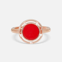 Damiani D. Side 18K Rose Gold Diamond & Red Stone Statement Band Ring Sz. 6.25 20086727