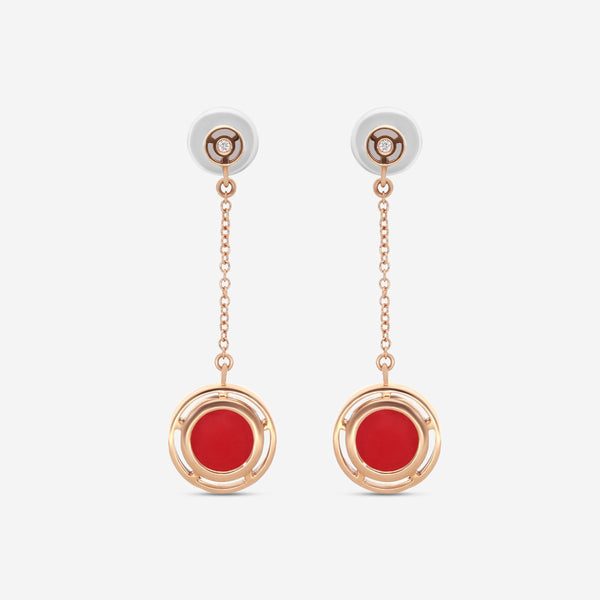 Damiani D. Side18K Rose Gold Diamond & Red Stone Drop Earrings 20086729