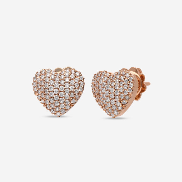 Damiani 18K Rose Gold, Diamond Heart Stud Earrings 20086773 - THE SOLIST