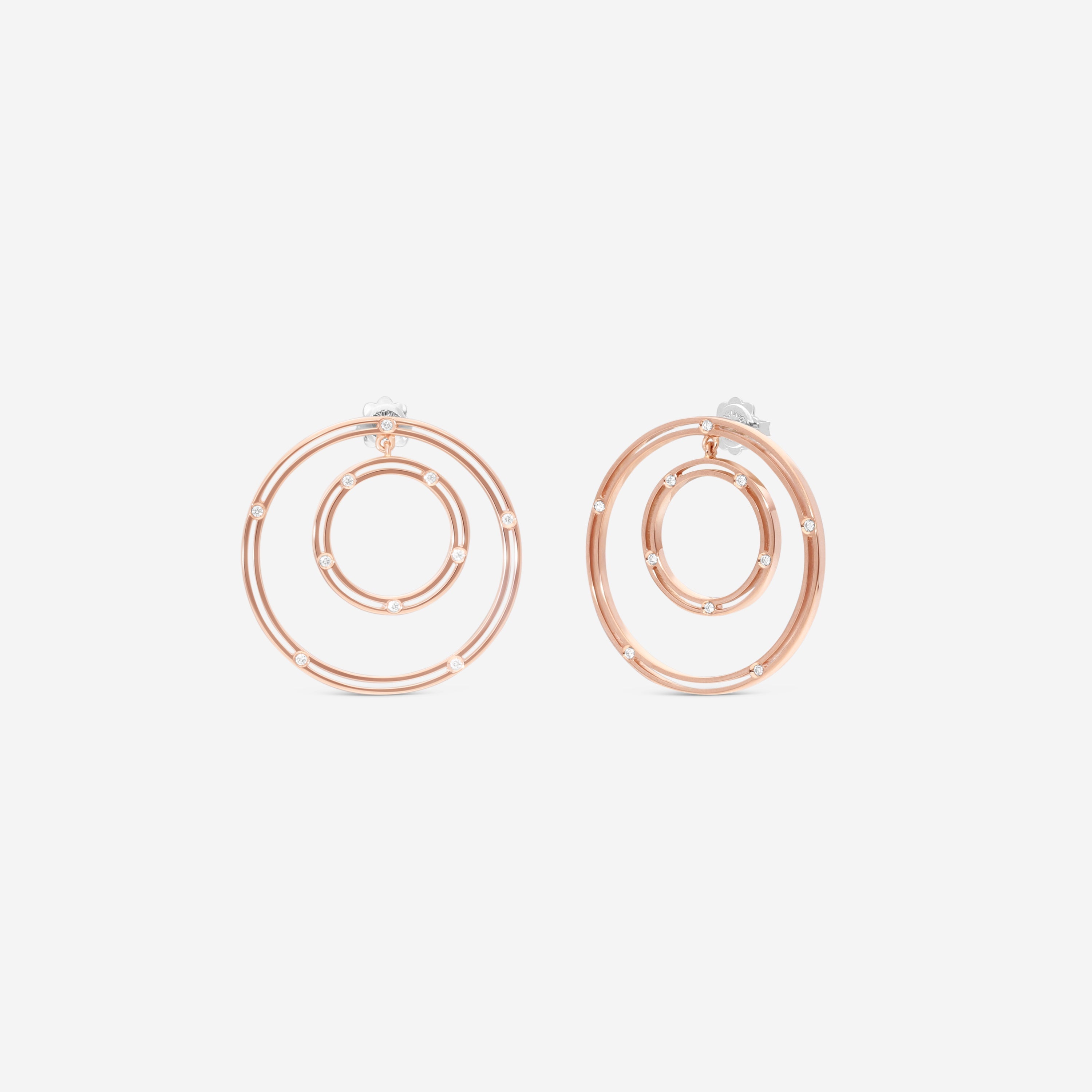 Damiani 18K Rose Gold Diamond Circle Stud Earrings 20086879
