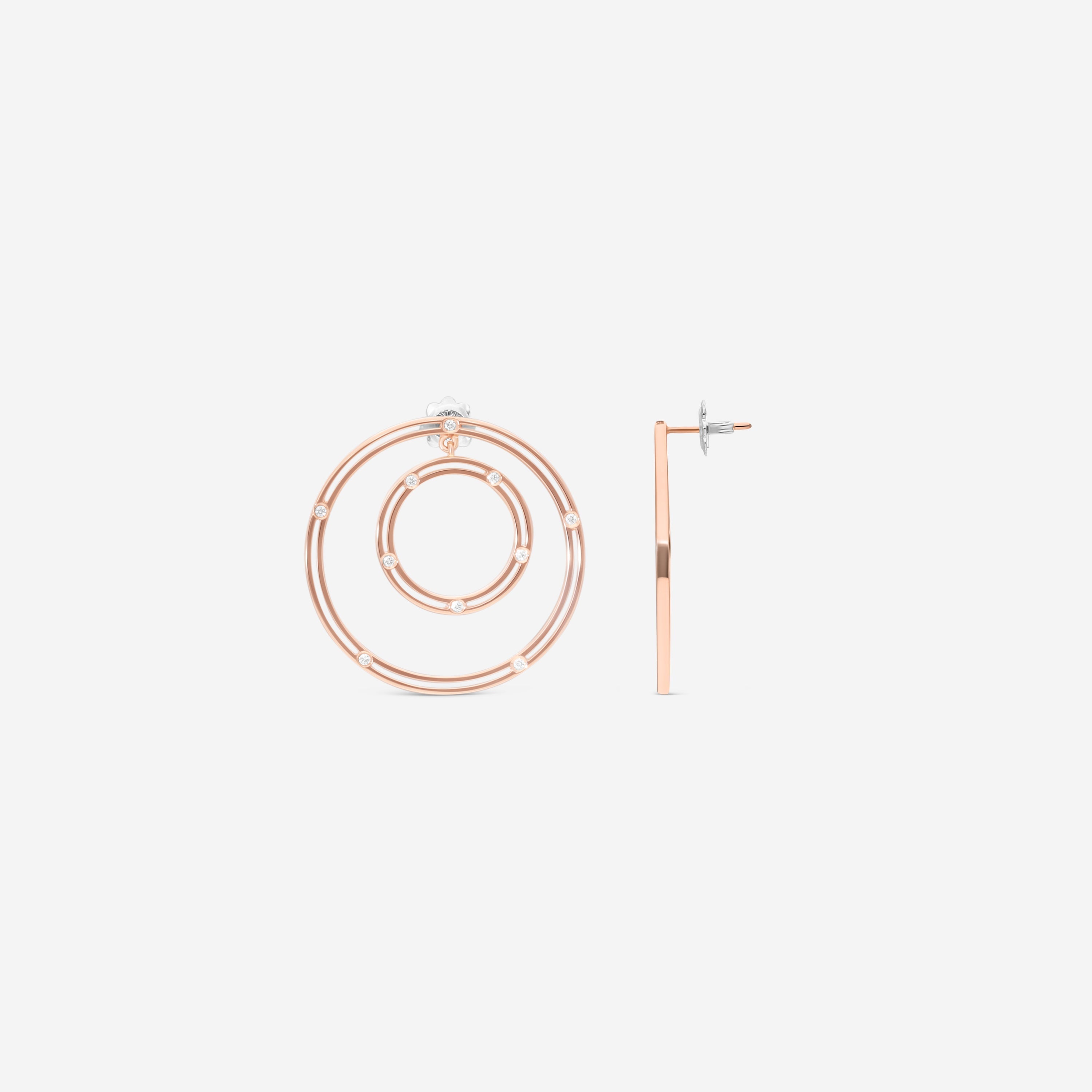 Damiani 18K Rose Gold Diamond Circle Stud Earrings 20086879