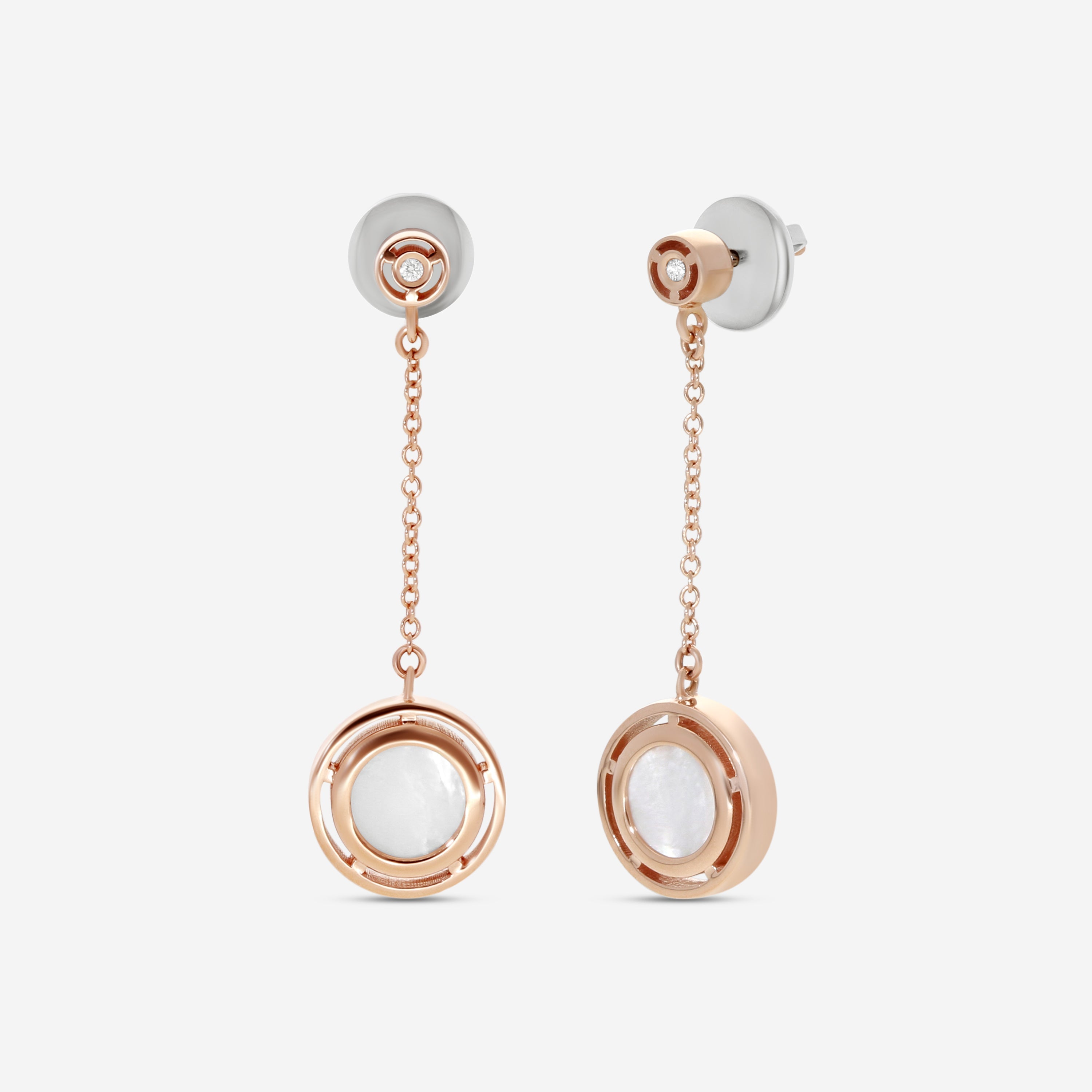 Damiani D. Side 18K Rose Gold Mother Of Pearl Diamond Drop Earrings 20086901