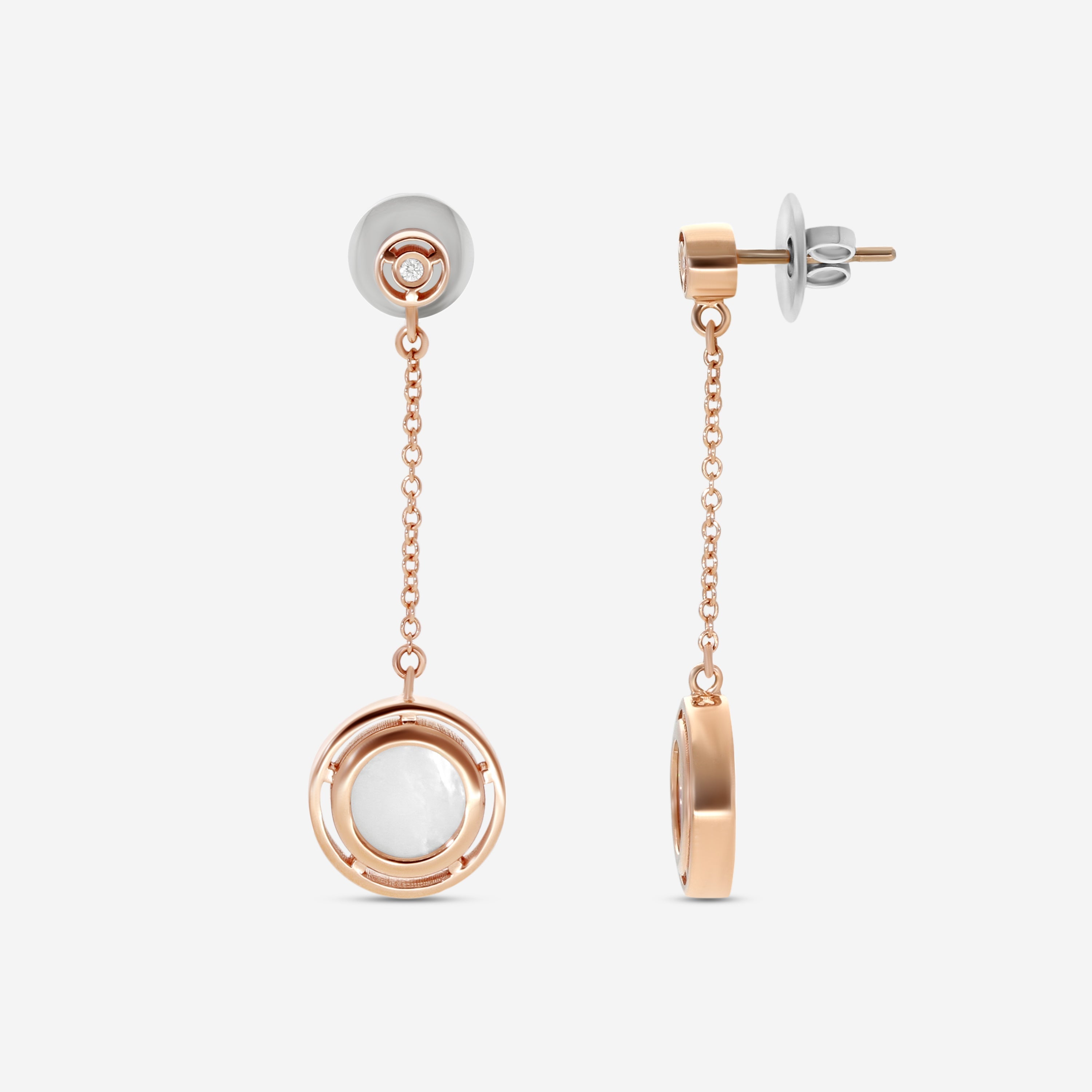 Damiani D. Side 18K Rose Gold Mother Of Pearl Diamond Drop Earrings 20086901