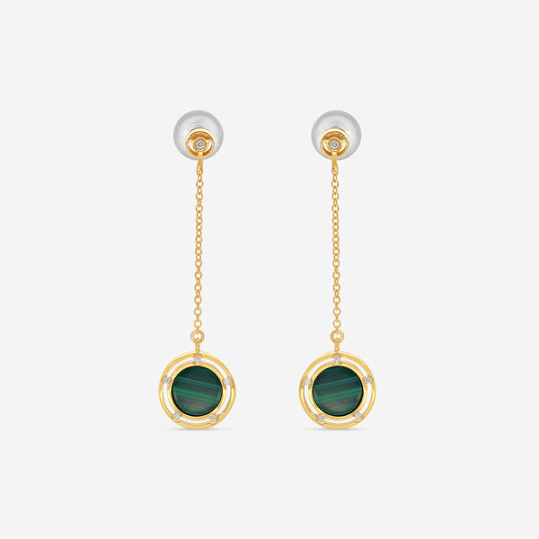 Damiani D. Side 18K Yellow Gold Diamond & Malachite Drop Earrings 20086902