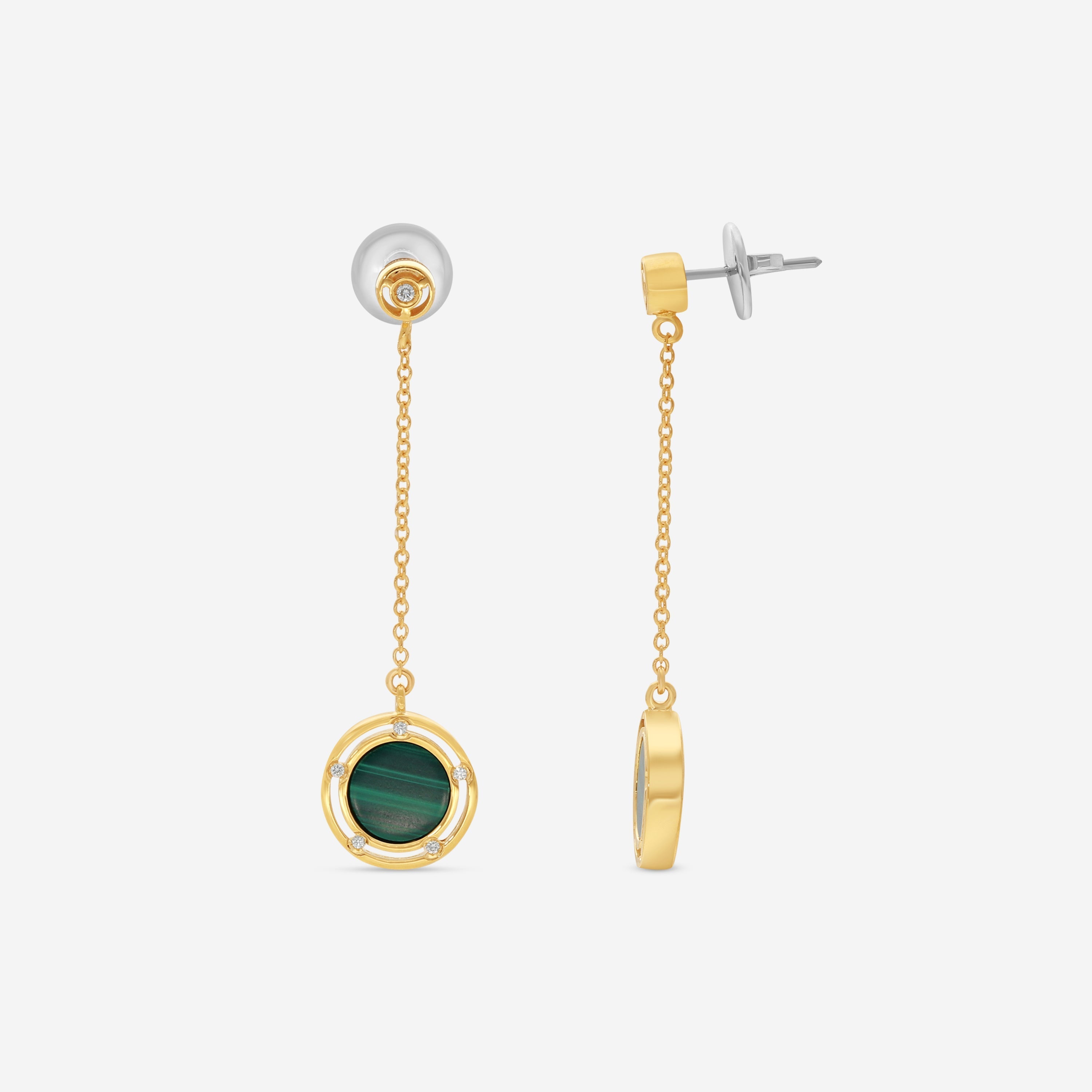 Damiani D. Side 18K Yellow Gold Diamond & Malachite Drop Earrings 20086902